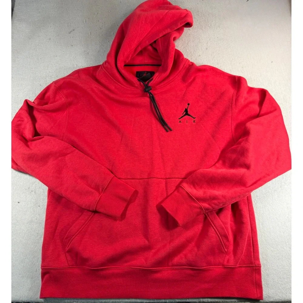 Jordan Jumpman Air Mens Red Pullover Hoodie Sweatshirt Large Embroidered Logo
